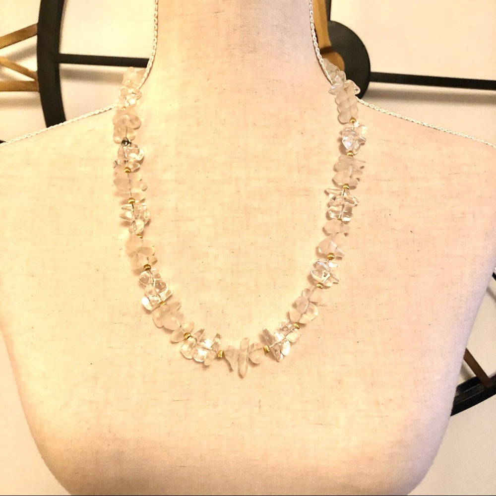 Beautiful Vintage White Rock Crystal Necklace